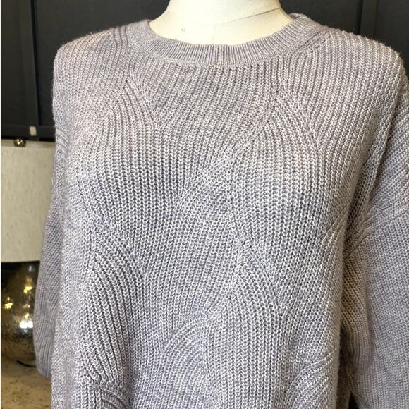 J Jill Womens Lavender 3/4 Sleeve Oversized Crewneck Knit Sweater Size M EUC - Picture 2 of 5